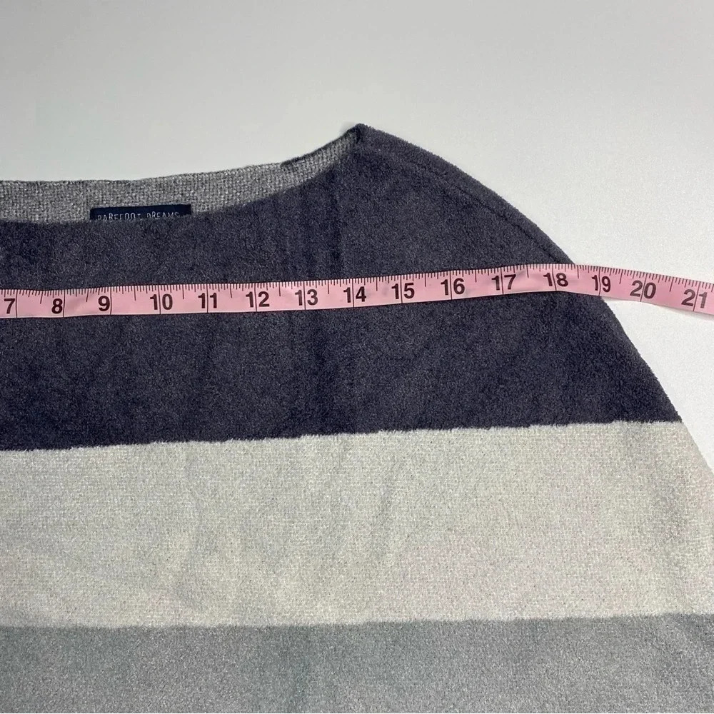 Barefoot Dreams Cozychic Ultra Lite OS Ocean Breeze Poncho Blue Water Stripe - Picture 6 of 7